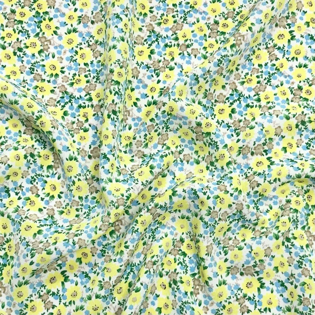 Floral Garden Polyester Crepe Fabric