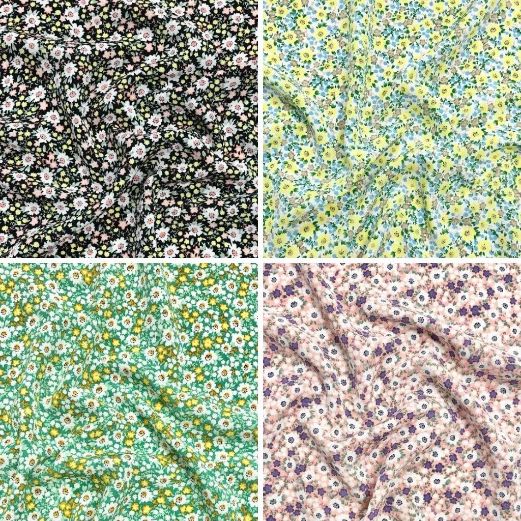 Floral Garden Polyester Crepe Fabric