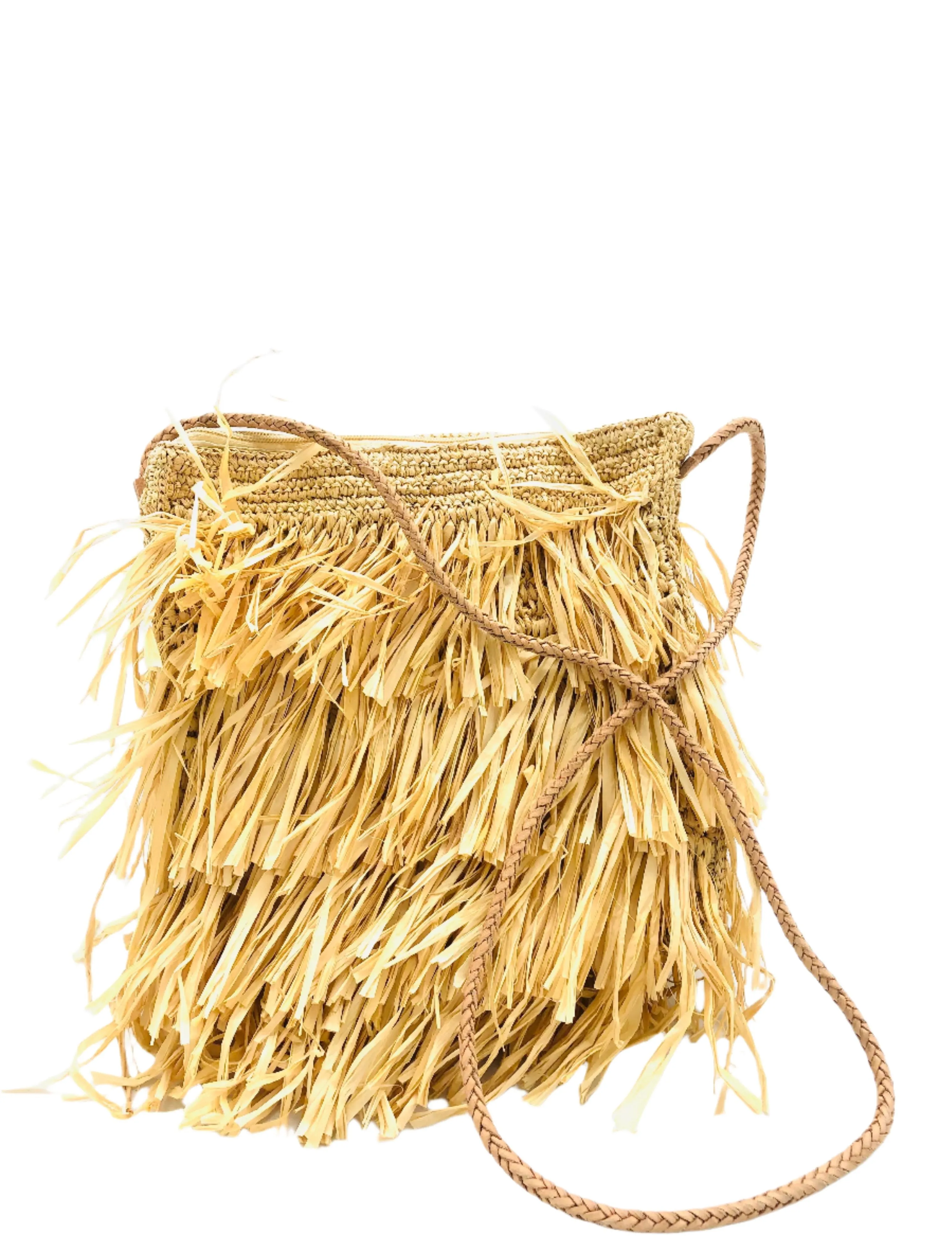 Frou Frou Fringe Crochet Straw Crossbody Bag