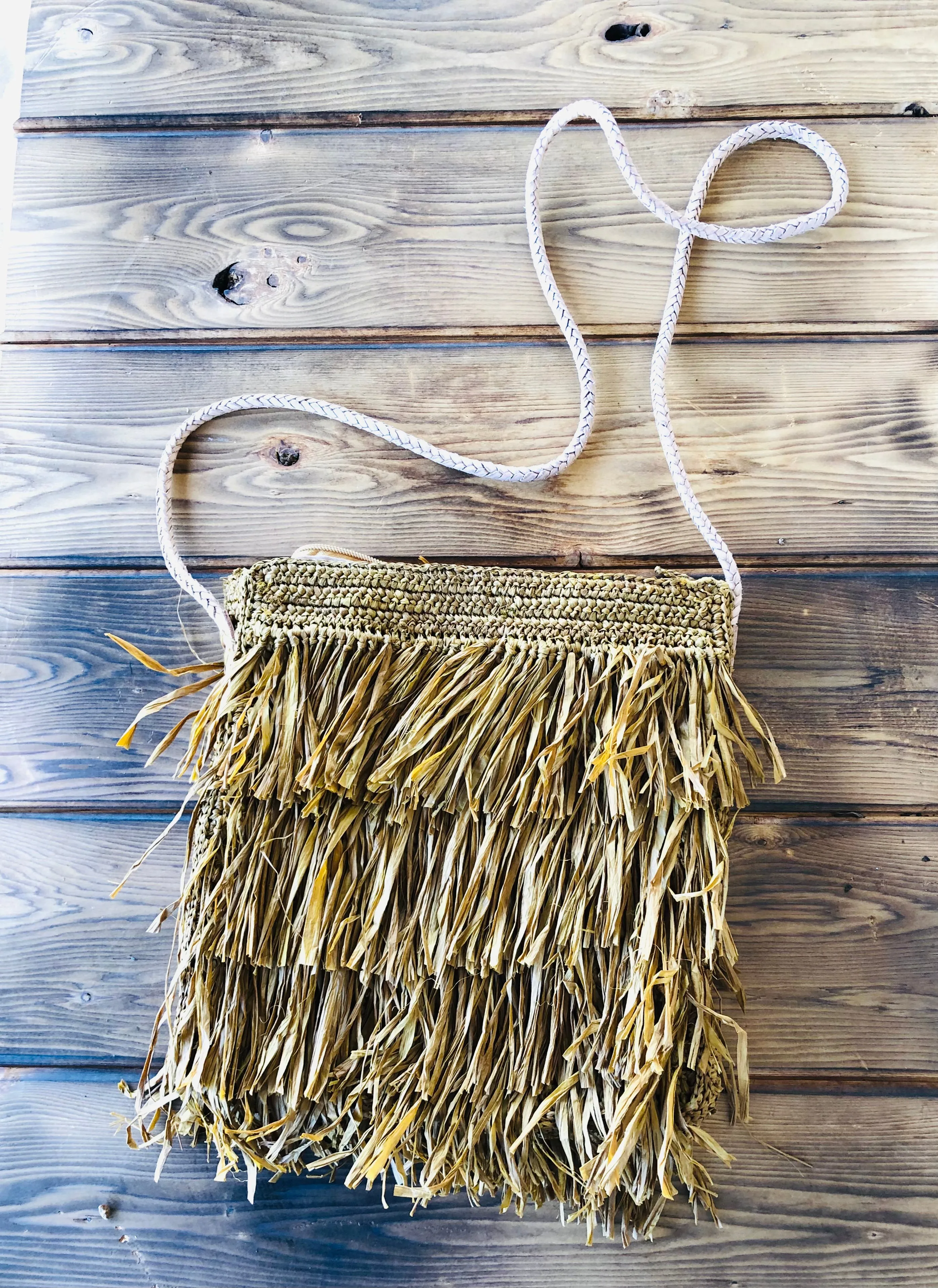 Frou Frou Fringe Crochet Straw Crossbody Bag