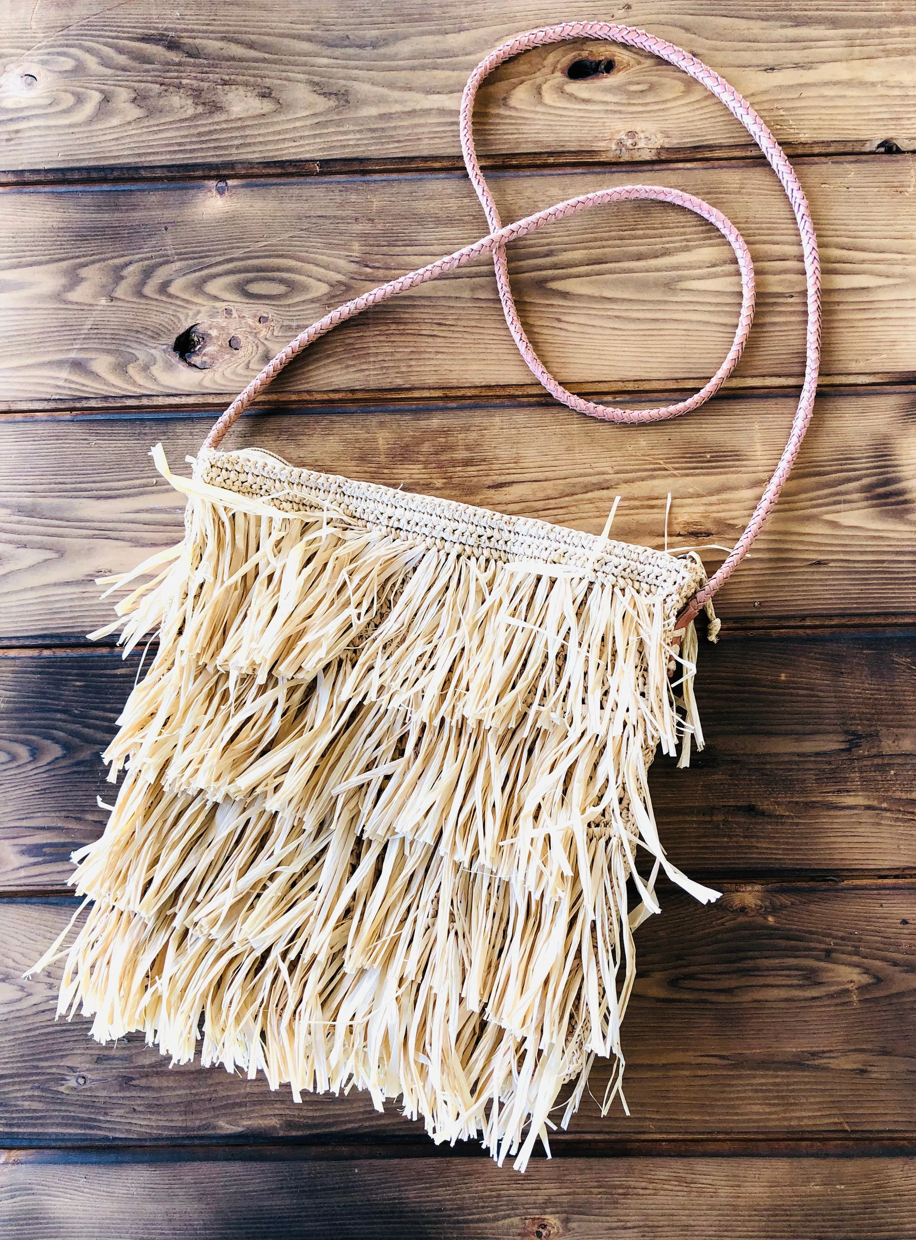 Frou Frou Fringe Crochet Straw Crossbody Bag