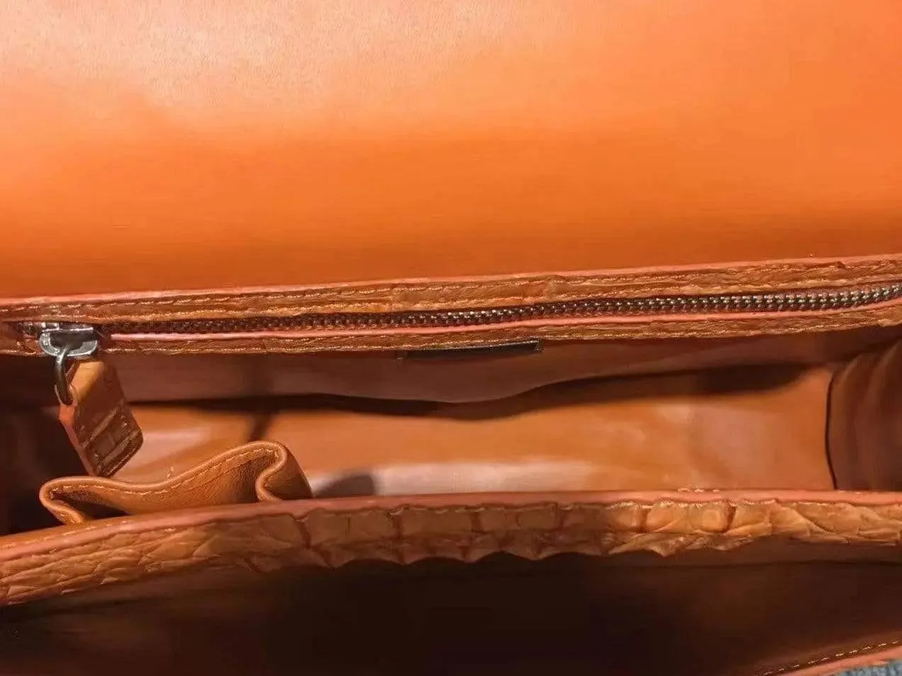 Genuine Crocodile  Leather Orange Briefcase