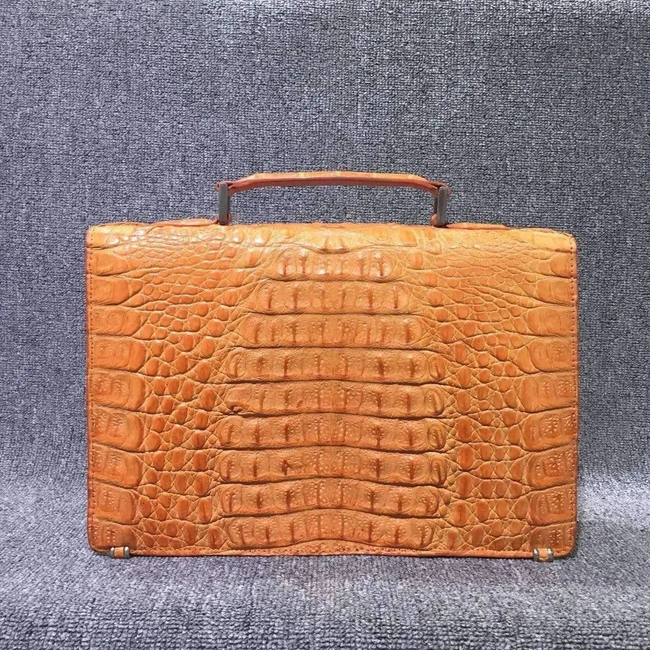 Genuine Crocodile  Leather Orange Briefcase