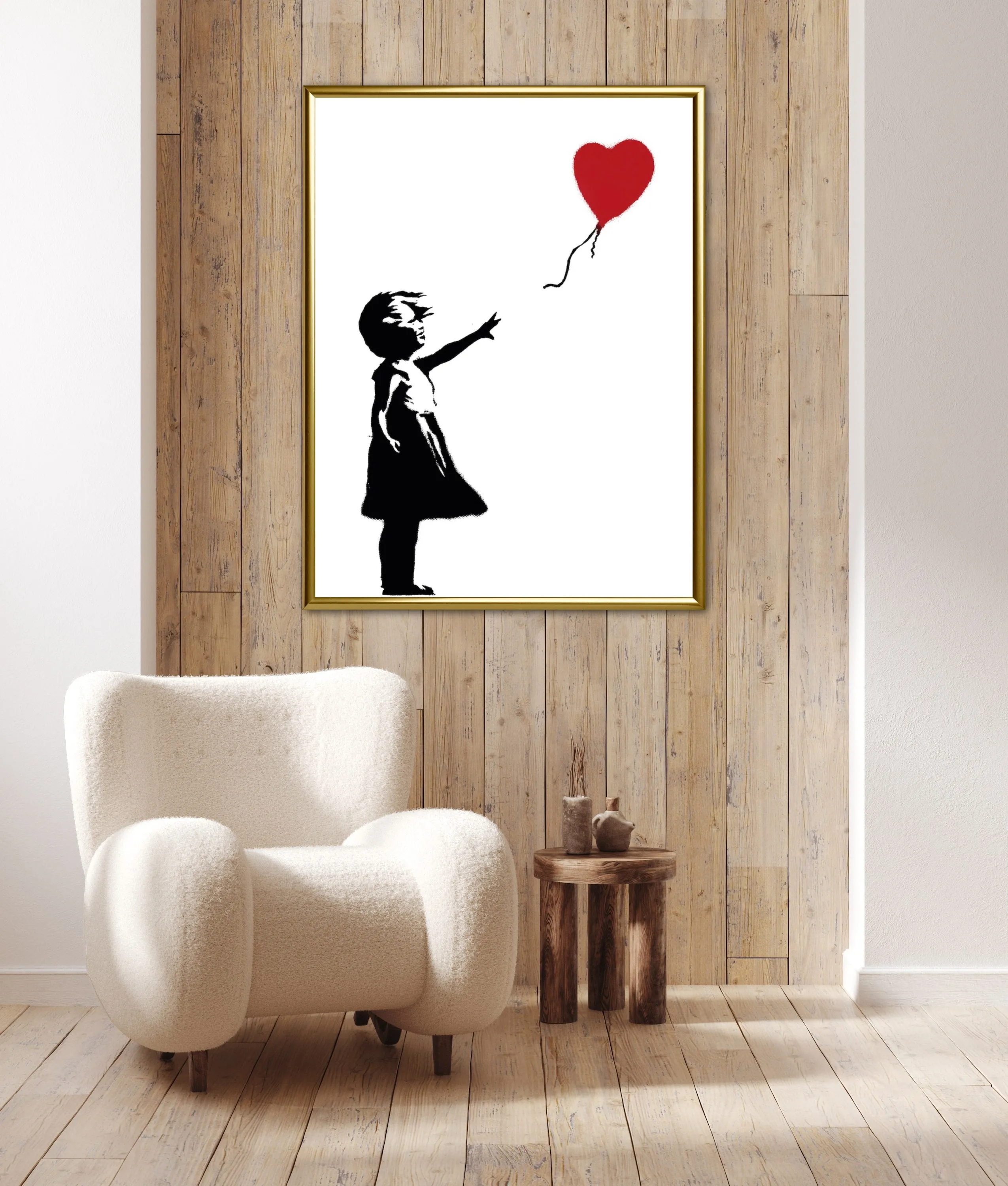 Girl with Balloon - Painted by Bansky- Circa. 2002. High Quality Polyester Cotton Canvas Print. Ready to be Framed or Mounted. Available in Two (2) Sizes - Small & Medium.