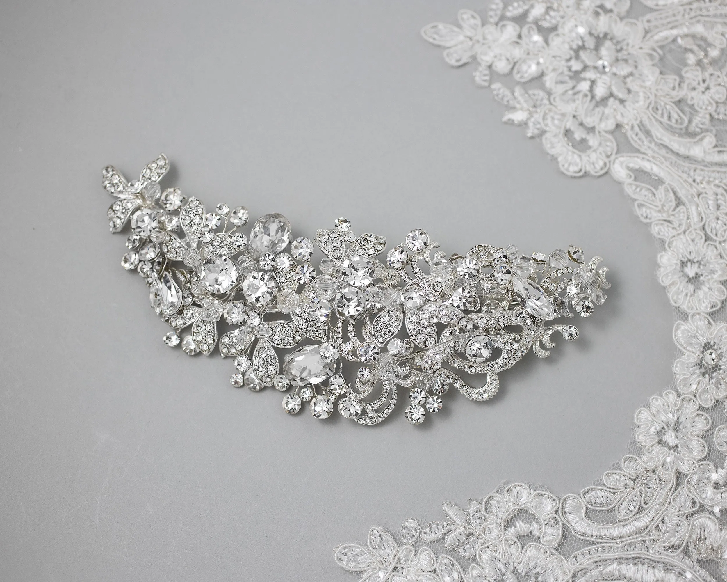 Glamorous Bridal Hair Clip in Silver