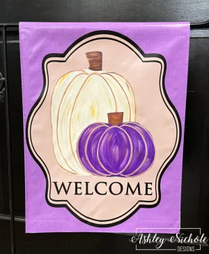 Glamorous Purple & Cream Pumpkins - Vinyl Garden Flag