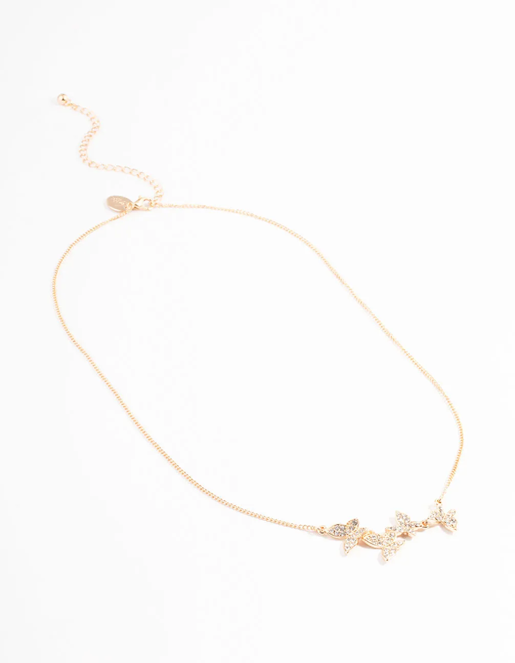 Gold Diamante Butterfly Necklace