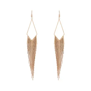 Gold Shiny Fringe Chain Earrings