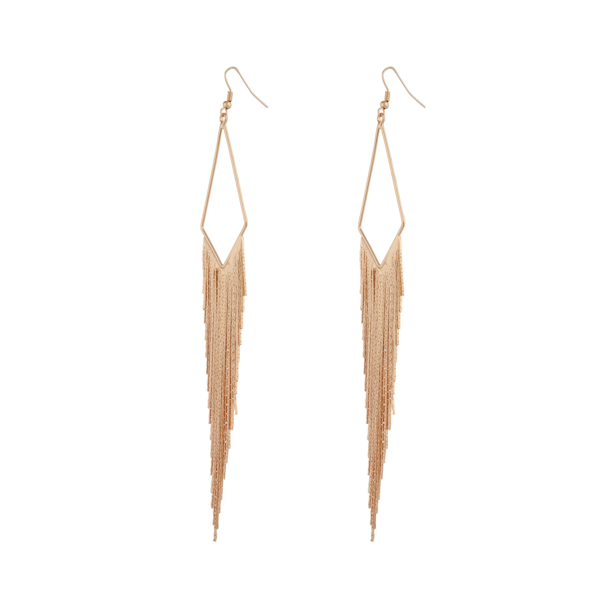 Gold Shiny Fringe Chain Earrings