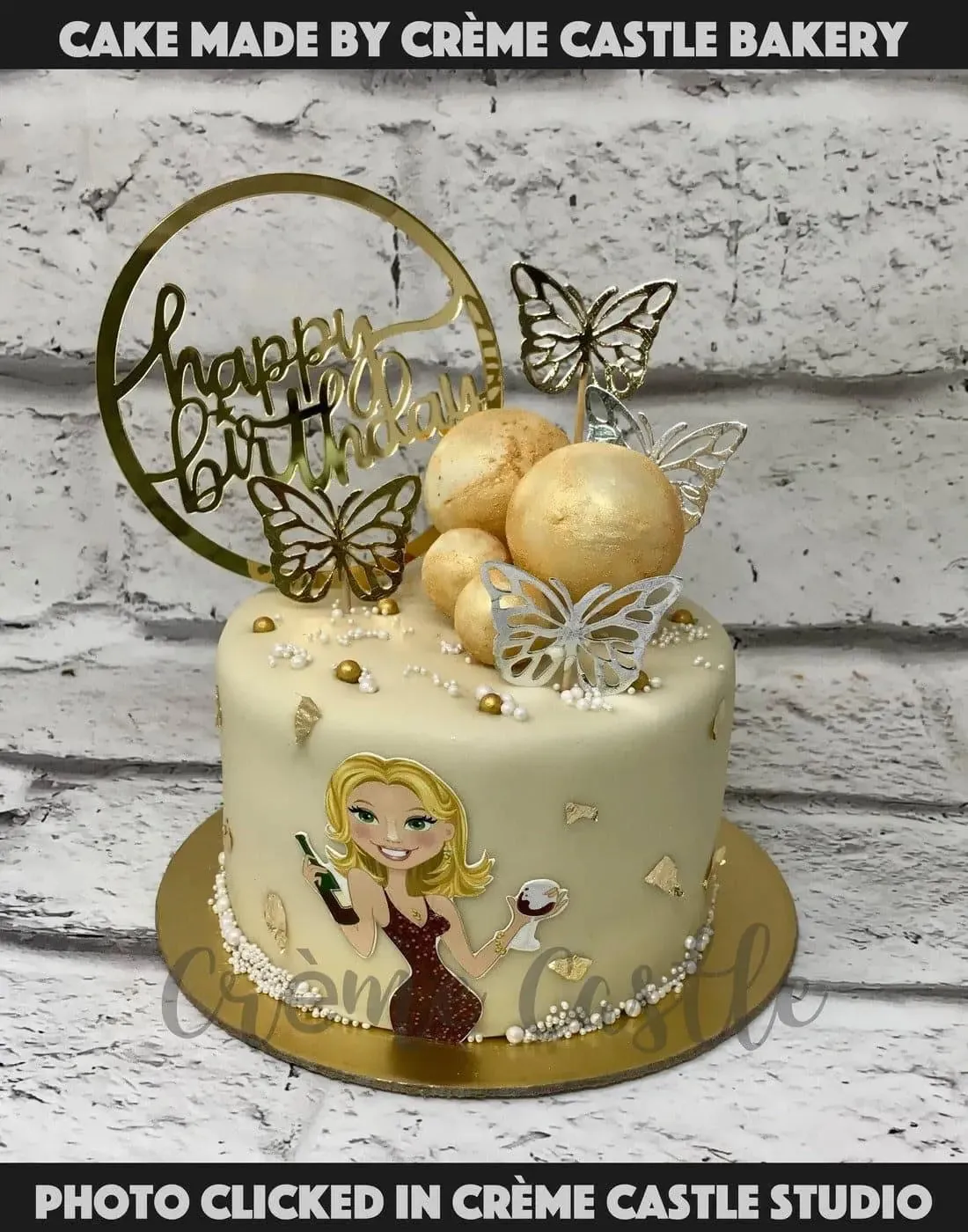 Golden Butterflies Cake