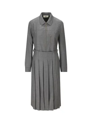 GRAY MARENGO ZIP ML DRESS