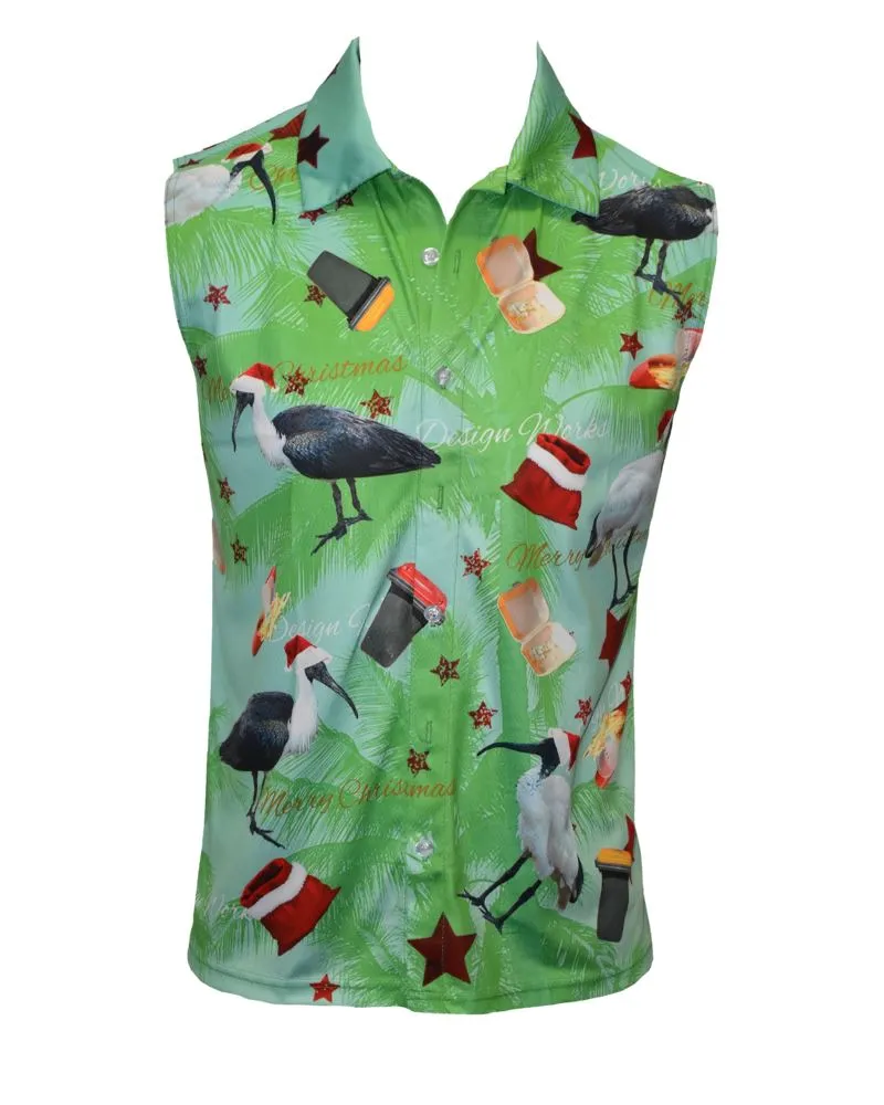 Green Adult Sleeveless Full Button - Bin Chicken Ugly Christmas