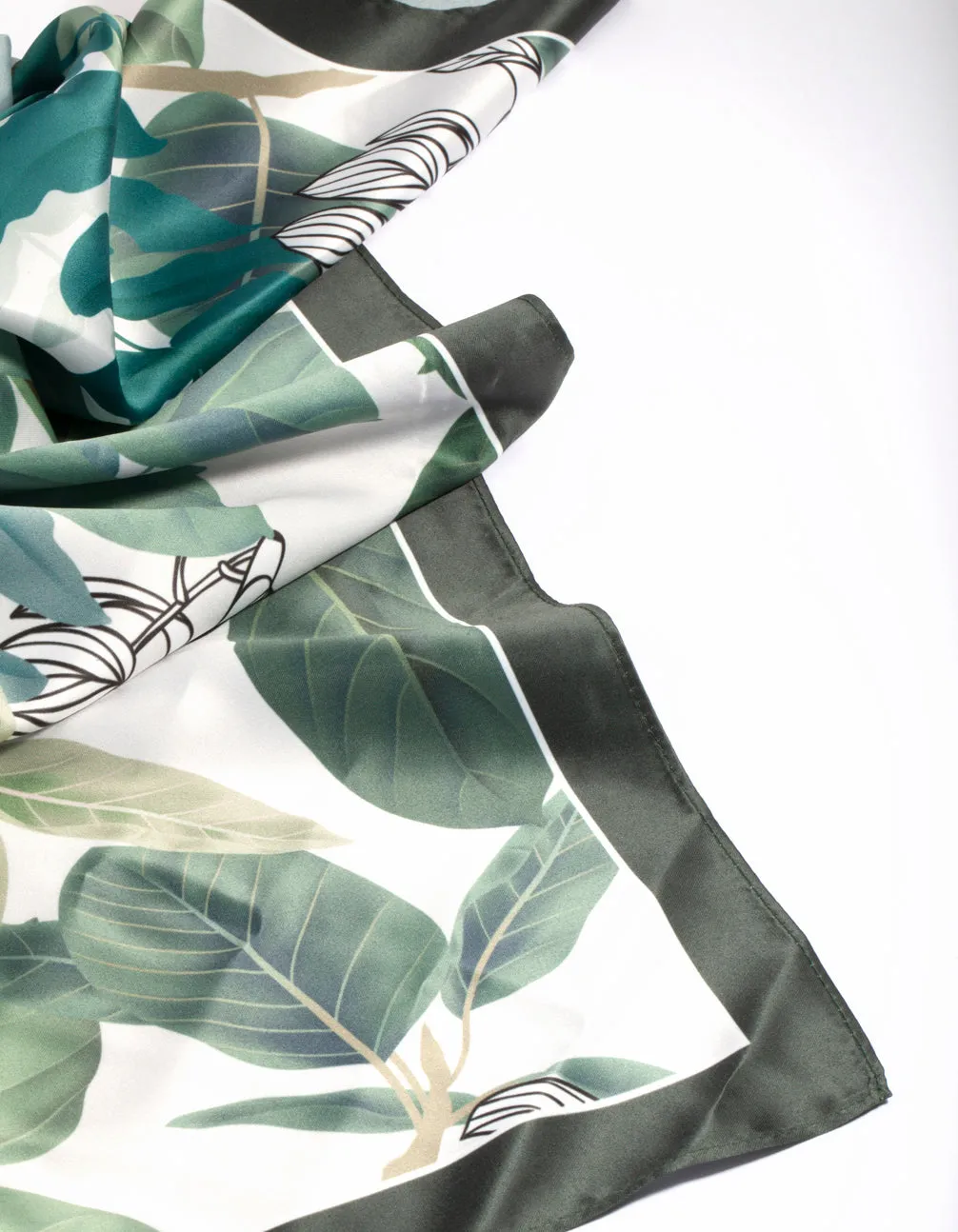 Green Tropical Leaf Bandana Hair Scarf