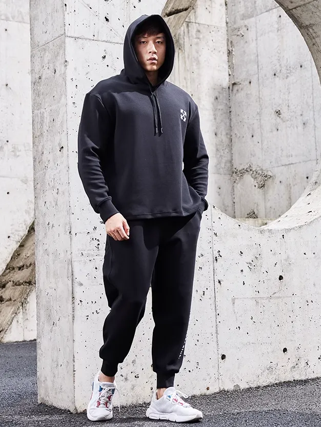 GYM BUDDY DUMBBELL PRINT HOODED SWEATSHIRT WITH SWEATPANTS