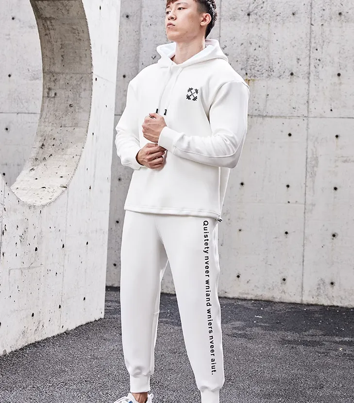 GYM BUDDY DUMBBELL PRINT HOODED SWEATSHIRT WITH SWEATPANTS