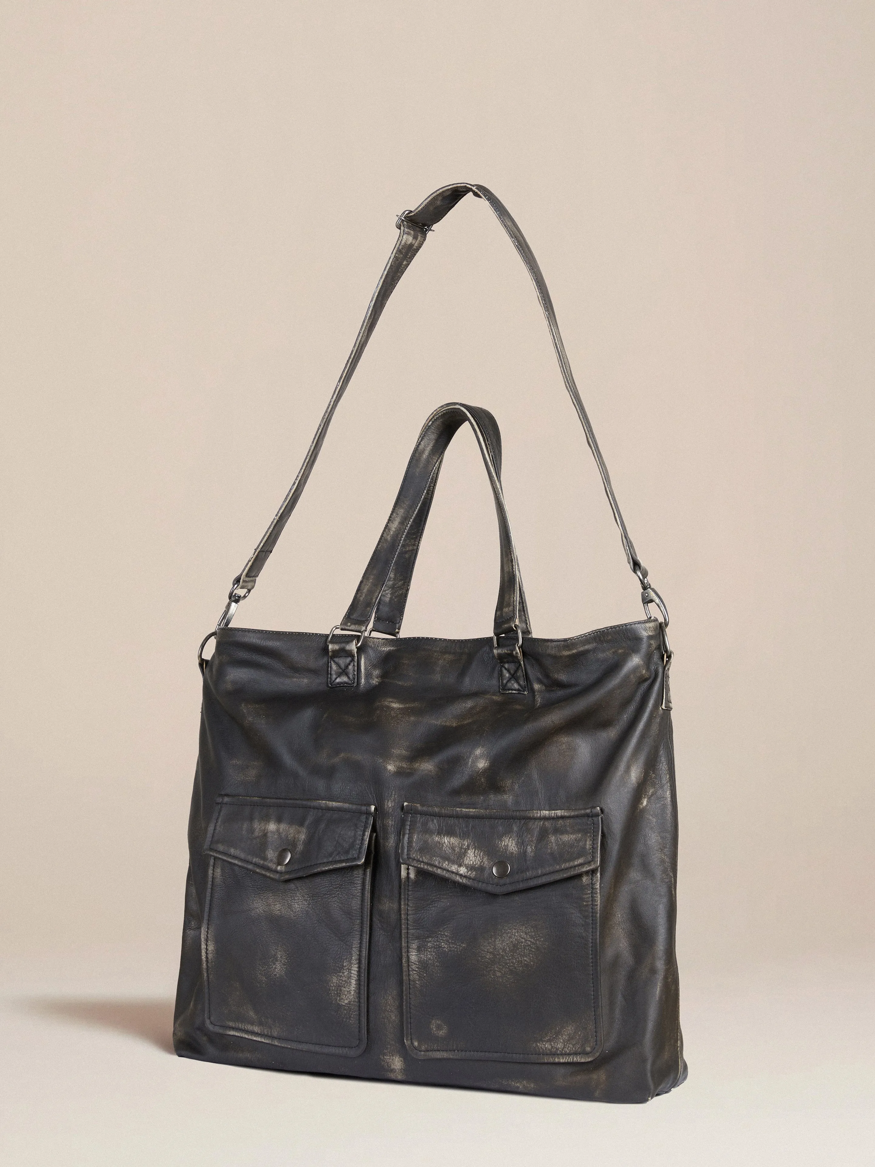 Hana Distressed Black Leather Bag