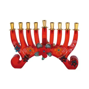 Hanukkah Menorah - Polyester - Maroon