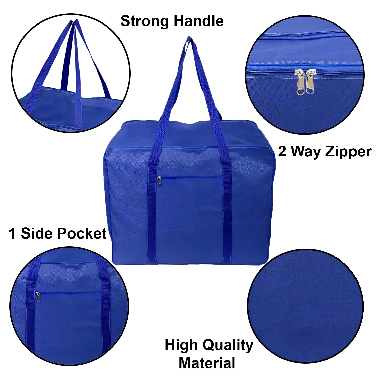 Heart Home Large Moisture Proof Wardrobe Organizer Storage Bag For Clothes With Zipper Closure and Handle (Blue)-HS43HEARTH26673