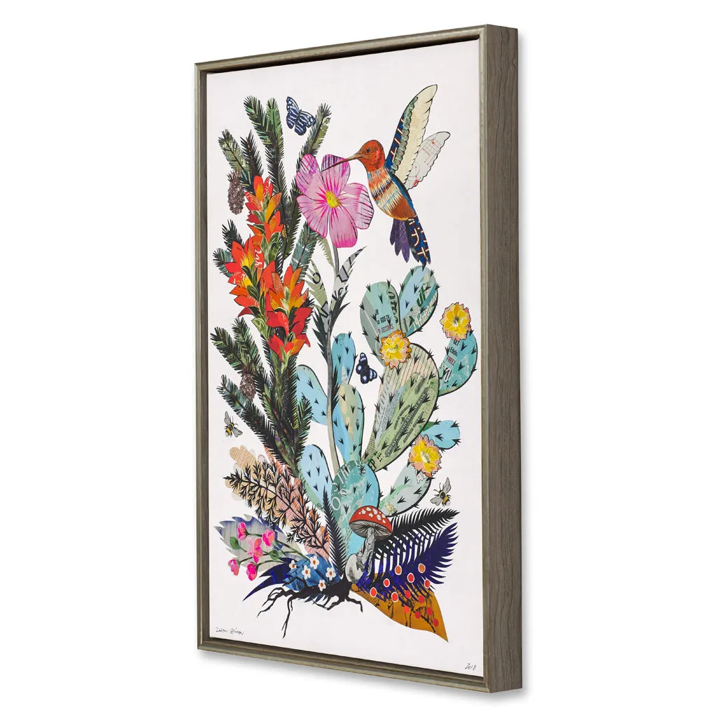 HUMMINGBIRD CACTUS   WILDFLOWERS canvas art prints with float frames