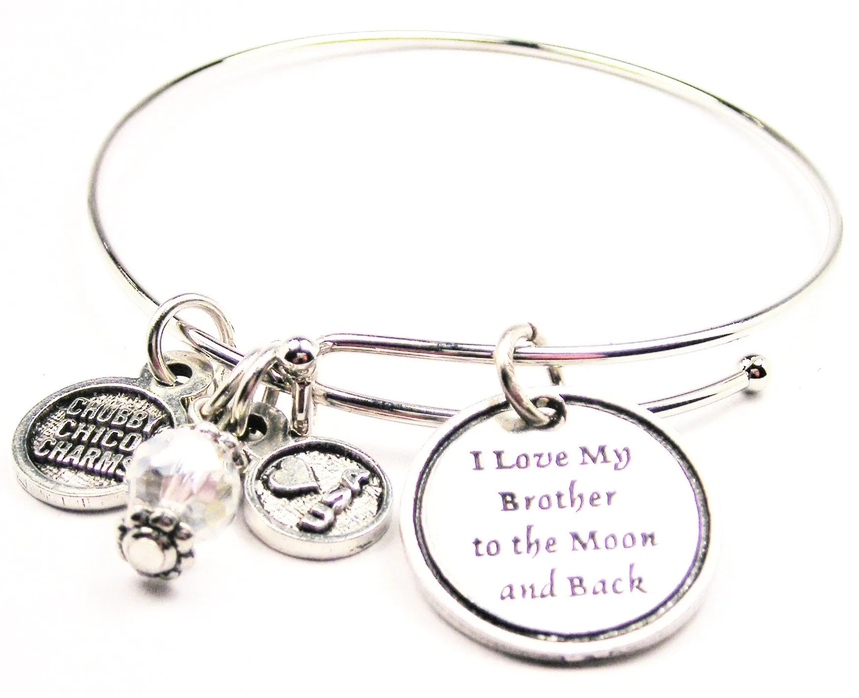 I Love My Brother To The Moon And Back Bangle Bracelet