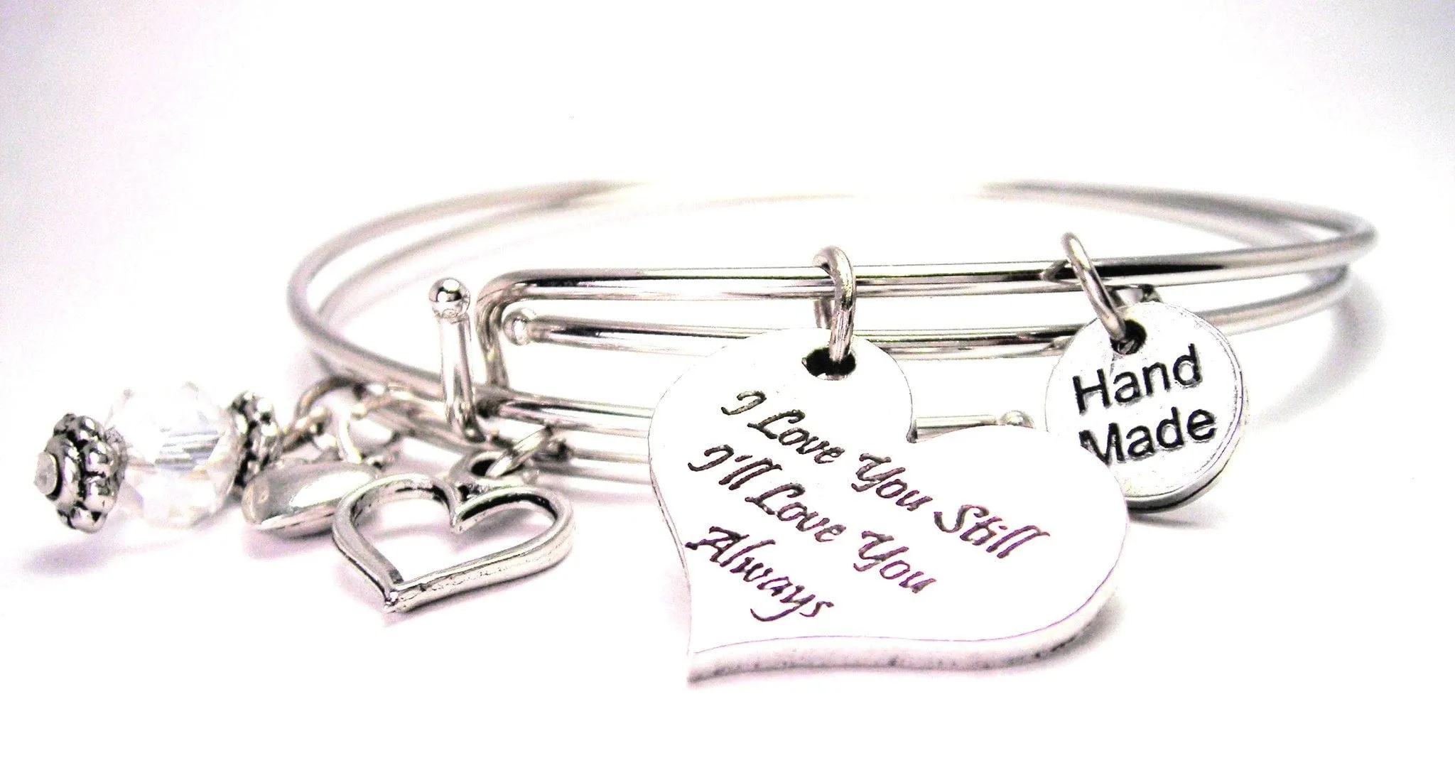 I Love You Still I'll Love You Always Expandable Bangle Bracelet Set