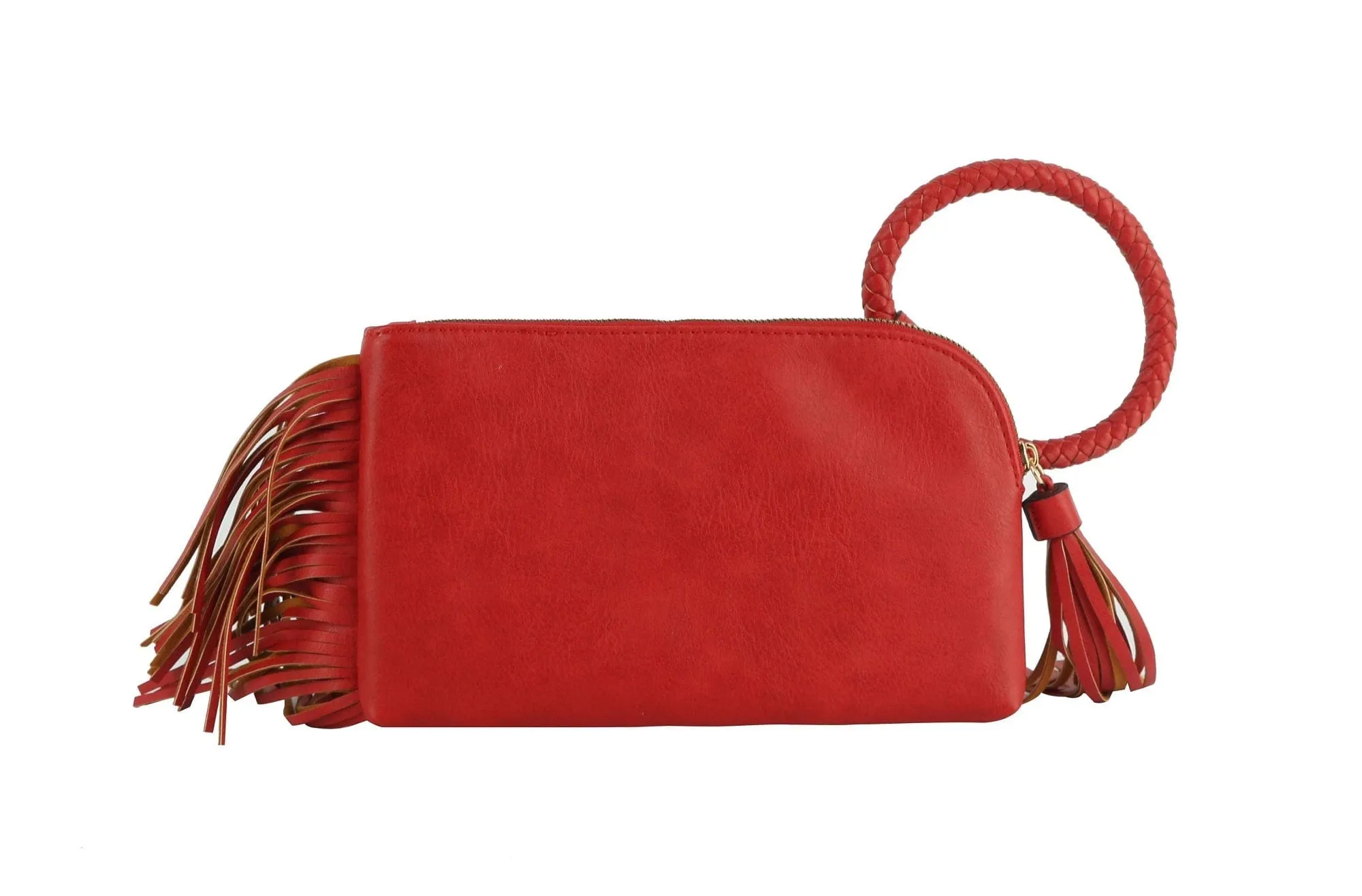 JY0378 Fringe Soft Vegan Leather Wristlet/Clutch