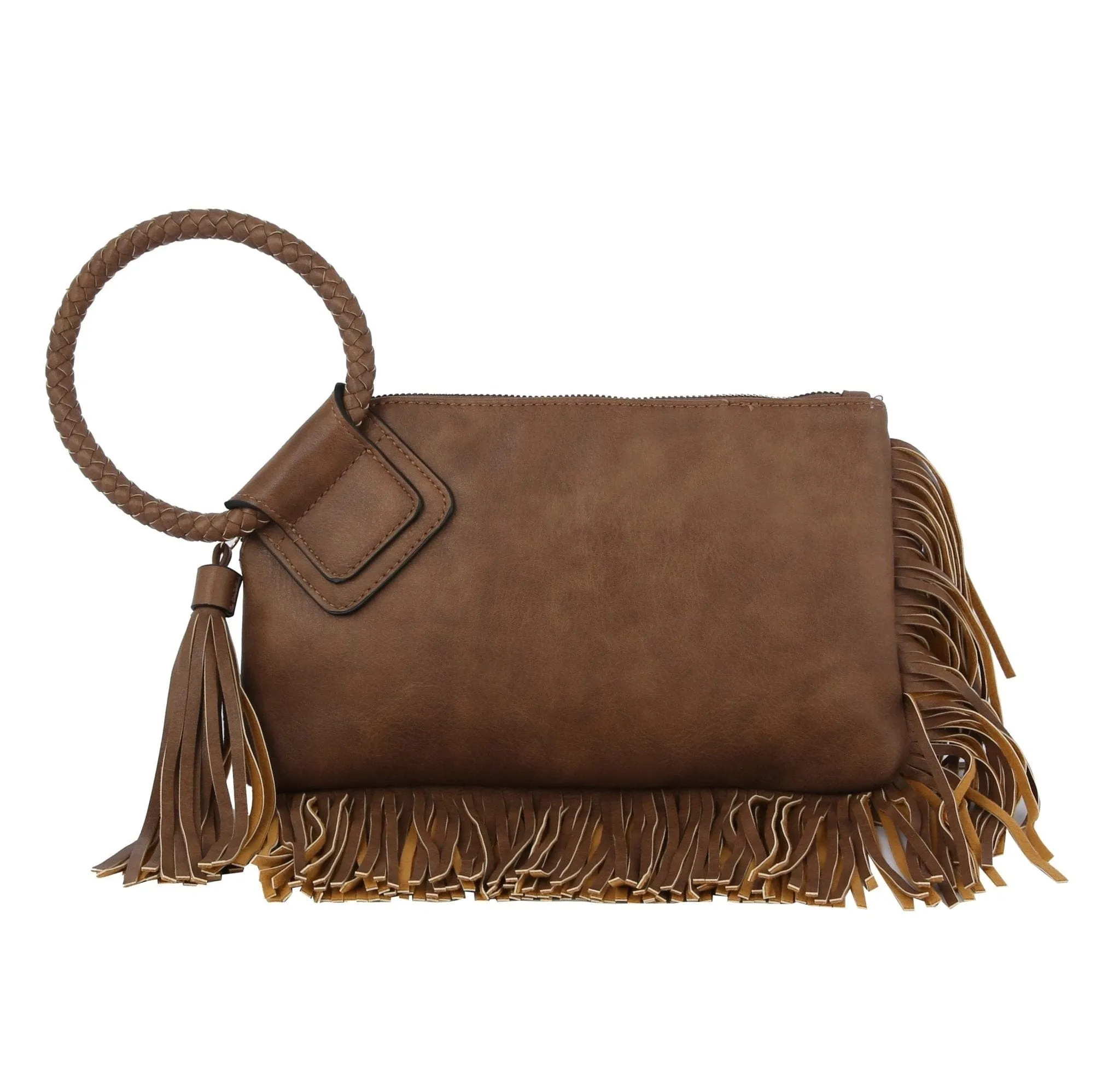 JY0378 Fringe Soft Vegan Leather Wristlet/Clutch