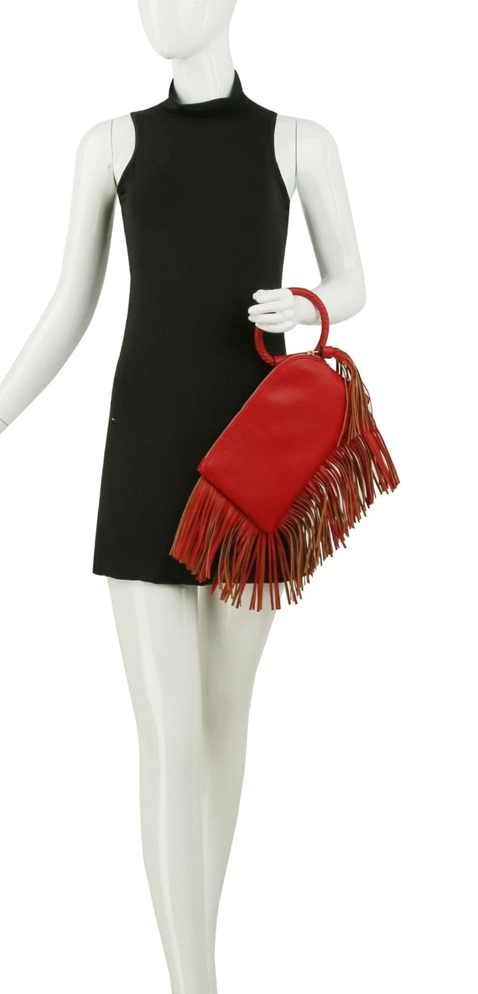 JY0378 Fringe Soft Vegan Leather Wristlet/Clutch