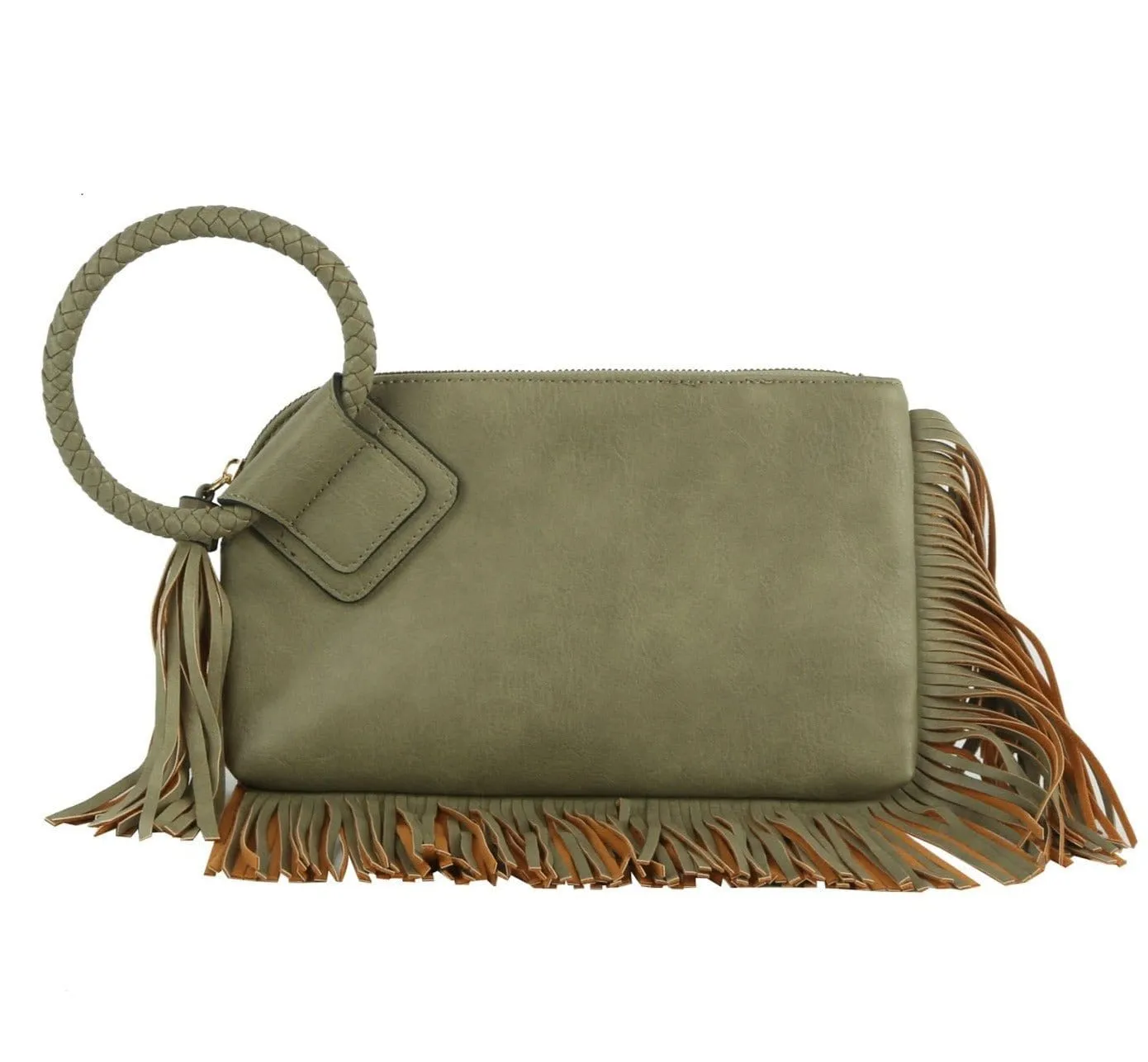 JY0378 Fringe Soft Vegan Leather Wristlet/Clutch