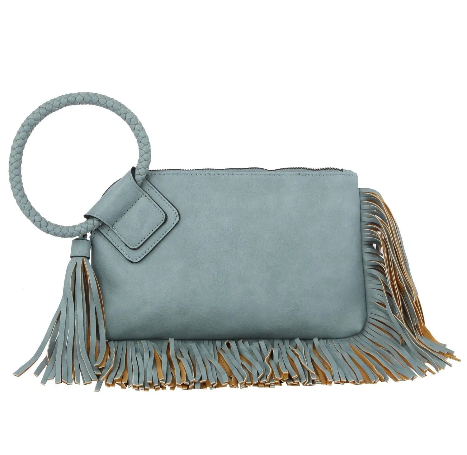 JY0378 Fringe Soft Vegan Leather Wristlet/Clutch