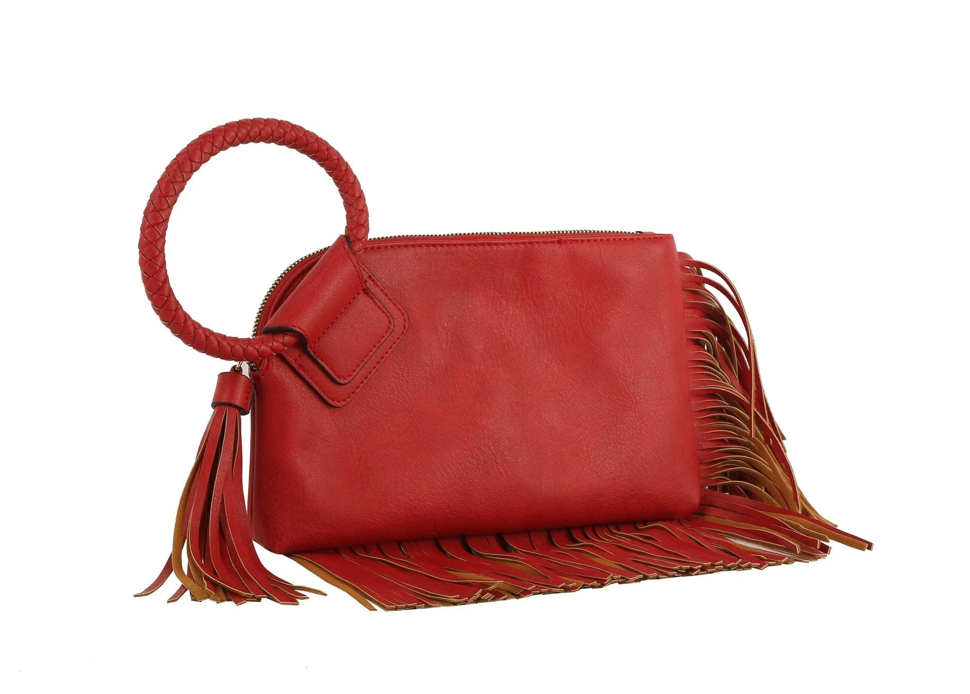 JY0378 Fringe Soft Vegan Leather Wristlet/Clutch