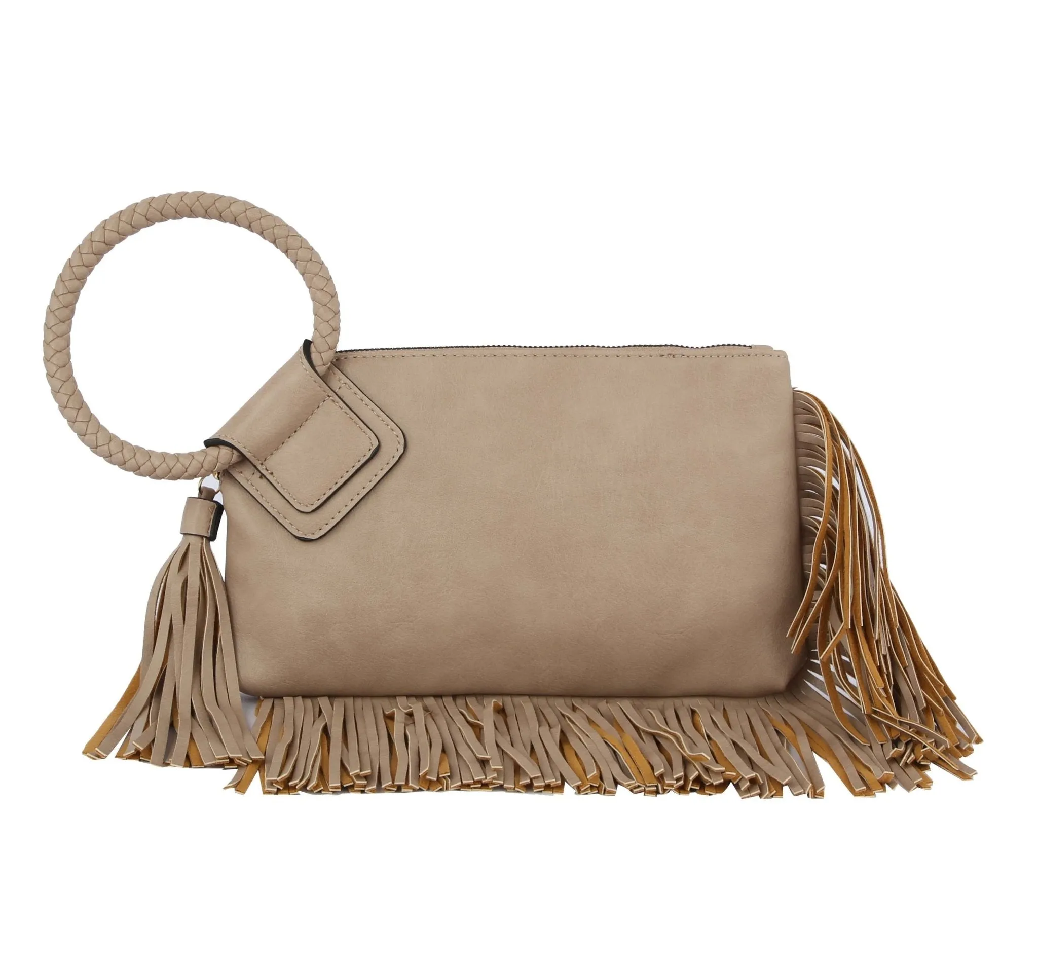 JY0378 Fringe Soft Vegan Leather Wristlet/Clutch