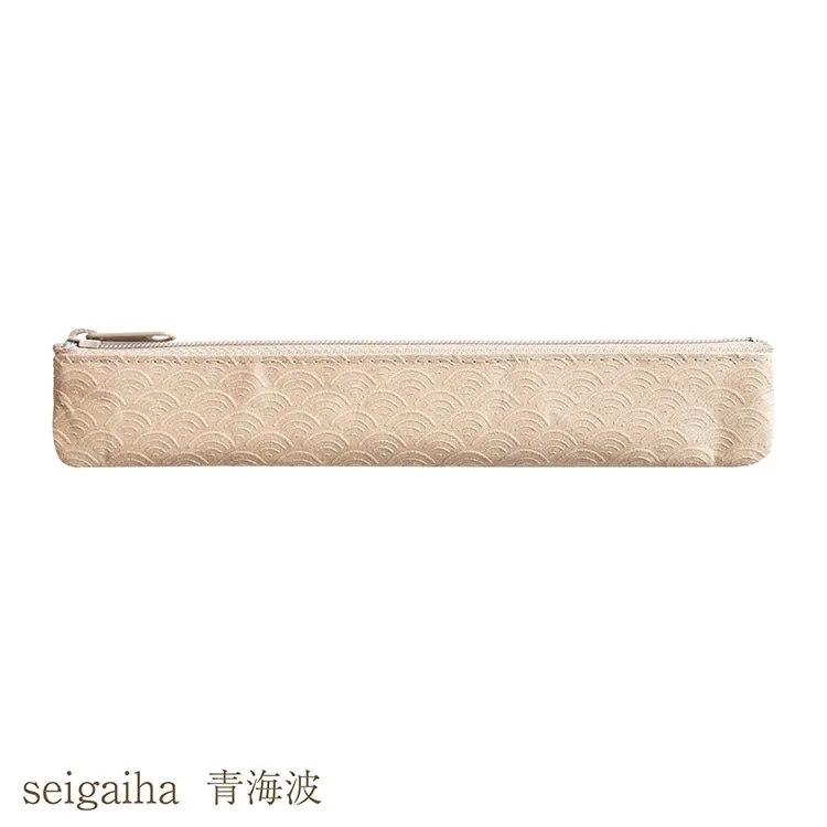 Katazome Pencil Case - seigaiha - , Made in Japan,  Japanese handmade pen case