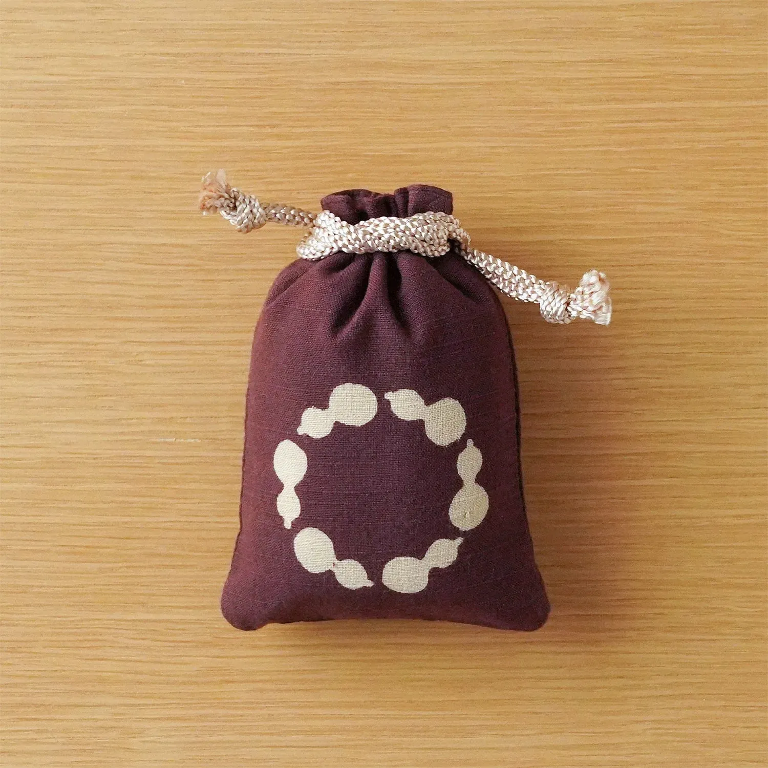 Katazome Small Talisman Bag - Gourd -,  Drawstring Pouch,  Japanese traditional craft bag