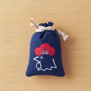 Katazome Small Talisman Bag - Rooster -,  Drawstring Pouch,  Japanese traditional craft bag