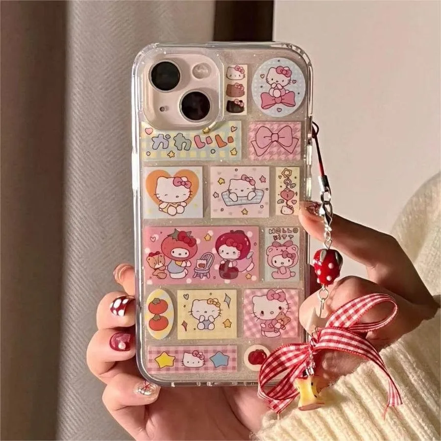 Kawaii Handmade Kitty Sticker iPhone Case With Chain SK495