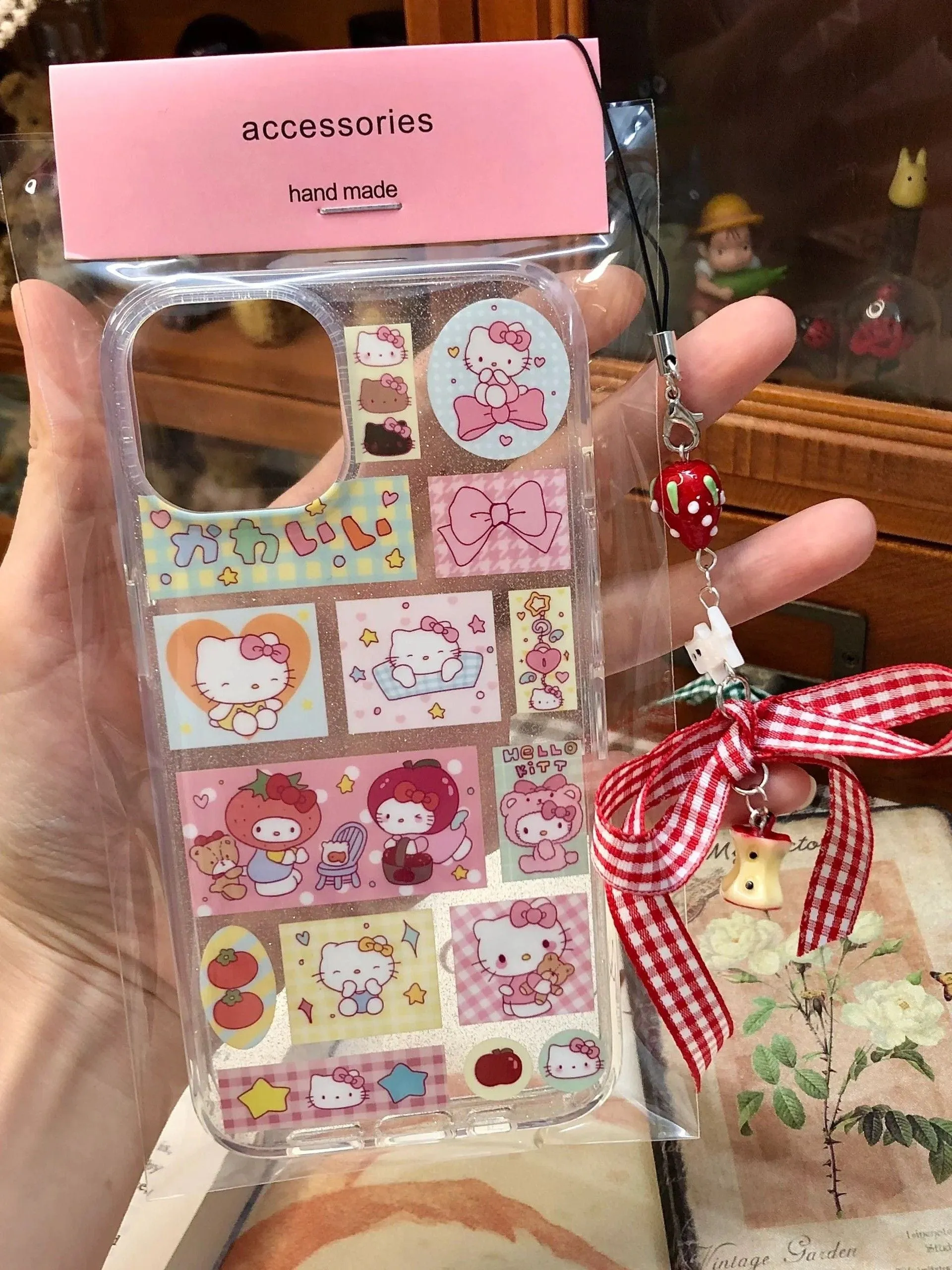 Kawaii Handmade Kitty Sticker iPhone Case With Chain SK495