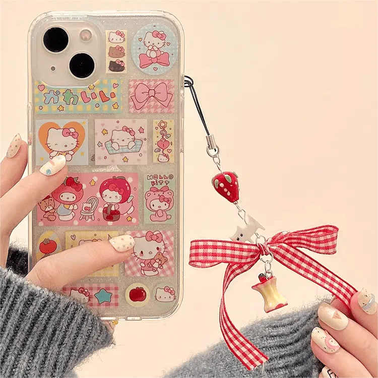 Kawaii Handmade Kitty Sticker iPhone Case With Chain SK495