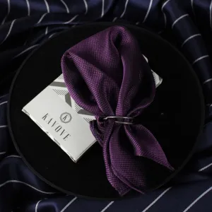 Kovove The Elegant Self Checkered Purple Pocket Square For Men