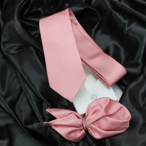 Kovove The Elegant Self Striped Pink Necktie and Pocket Square Gift Box