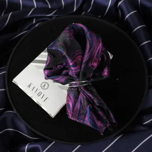 Kovove The Radiant Black and Purple Paisley Pocket Square For Men