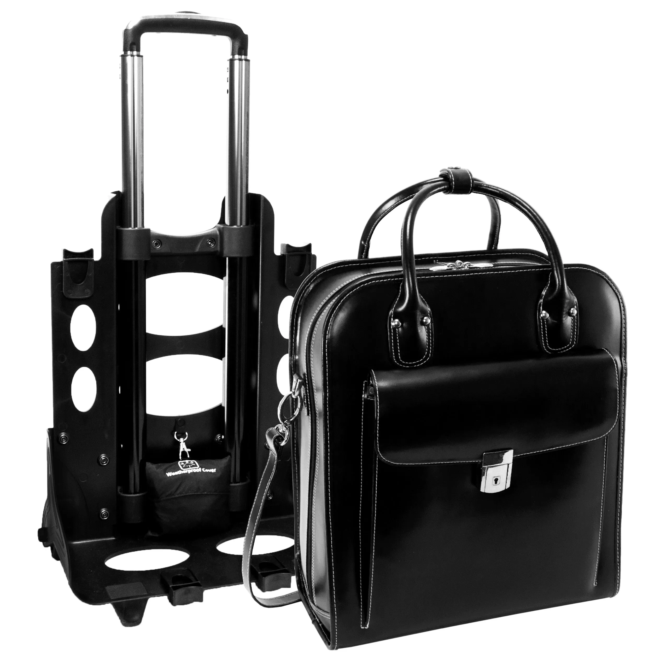 LA GRANGE | 15” Leather Vertical Detachable-Wheeled Laptop Case