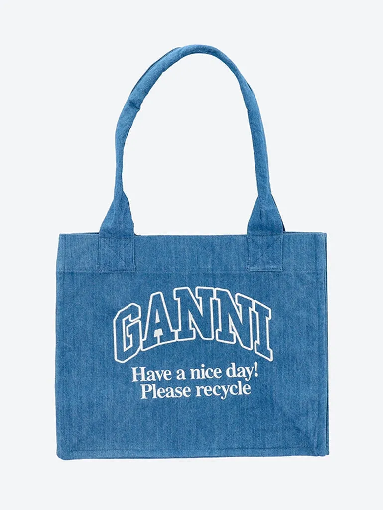 Large easy shopper denim tote bag