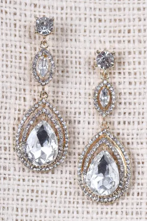 Layered Teardrop Rhinestone Earrings