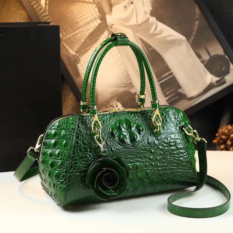 Leather Crocodile Pattern Tassel Portable Pillow Bags