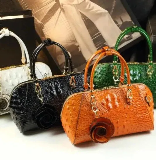 Leather Crocodile Pattern Tassel Portable Pillow Bags