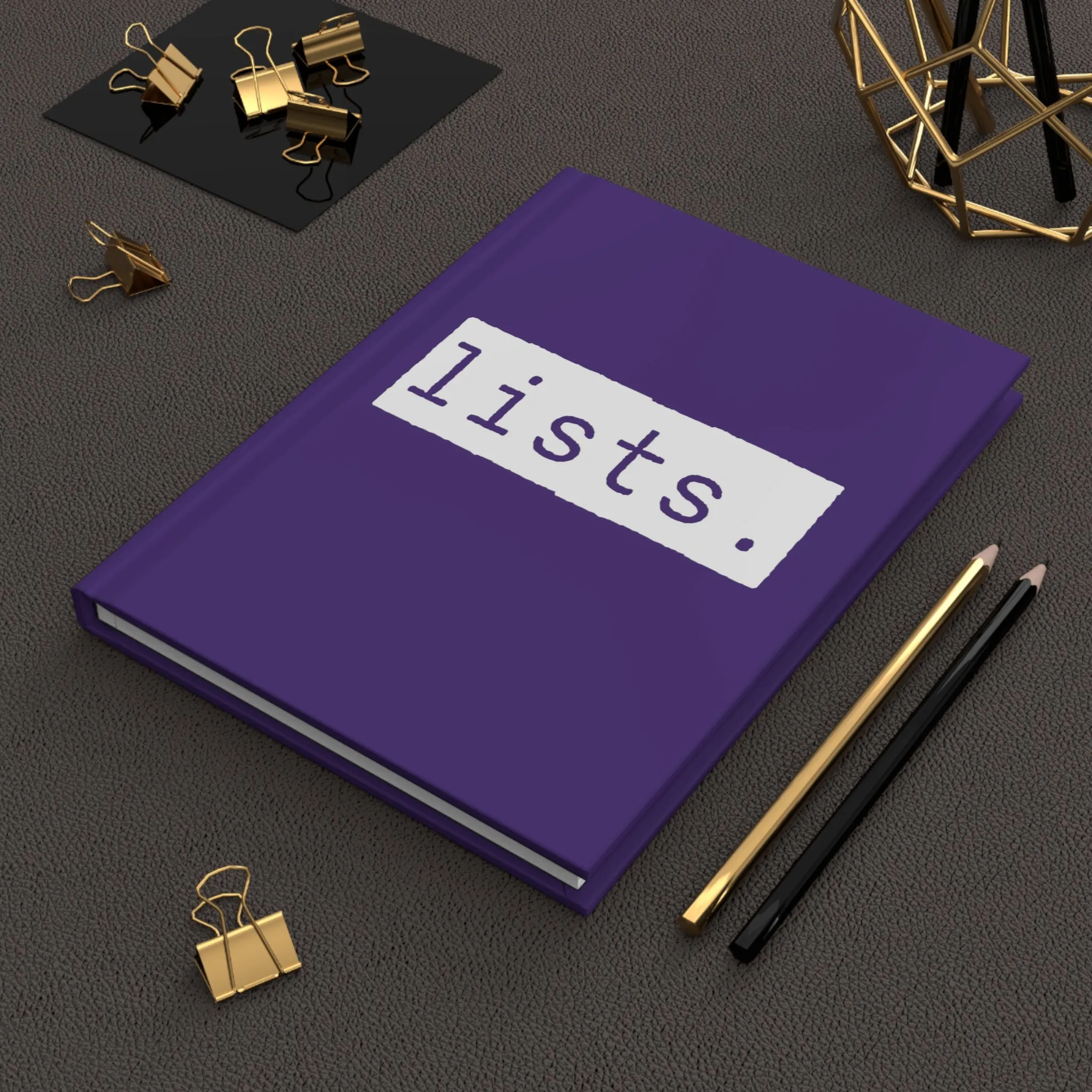 Lists Purple Matte Hardcover Journal | Blank Book for Ideas and Planning | Lined Notebook Diary Log