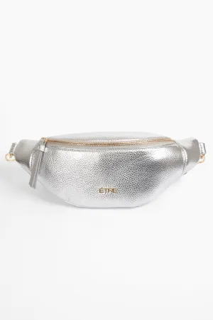 Lola Bum Bag - Silver, Metallic Faux Leather