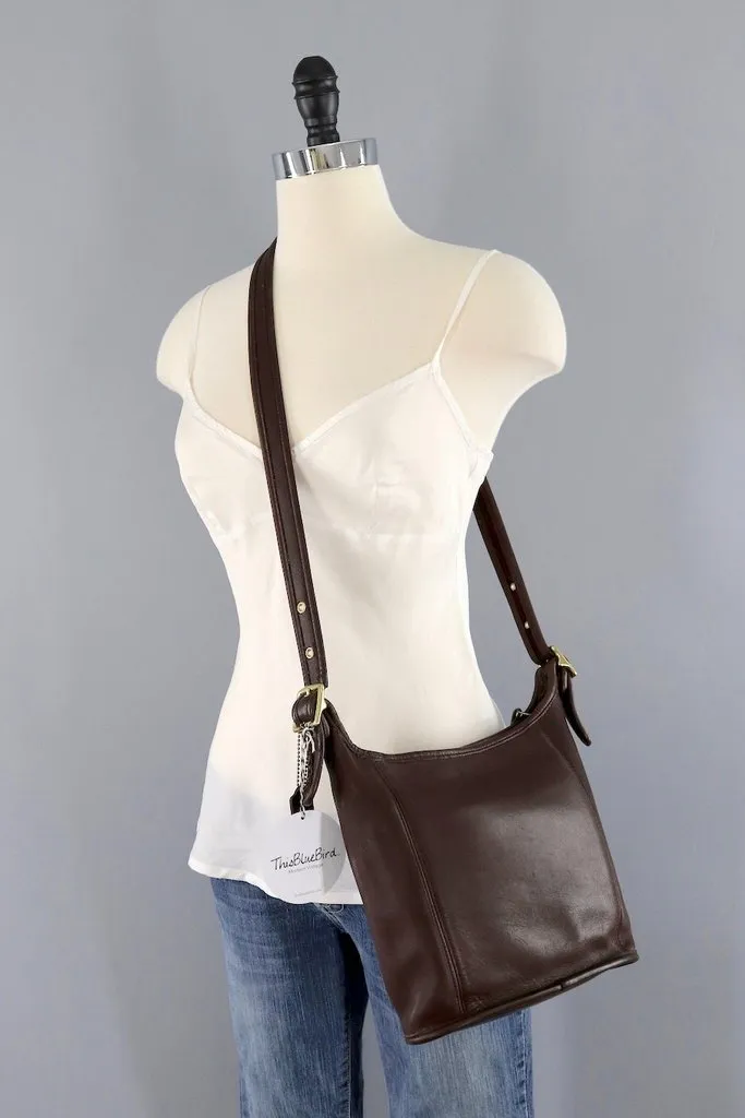 Mahogany Brown Leather Coach Medium Slim Duffle Bag