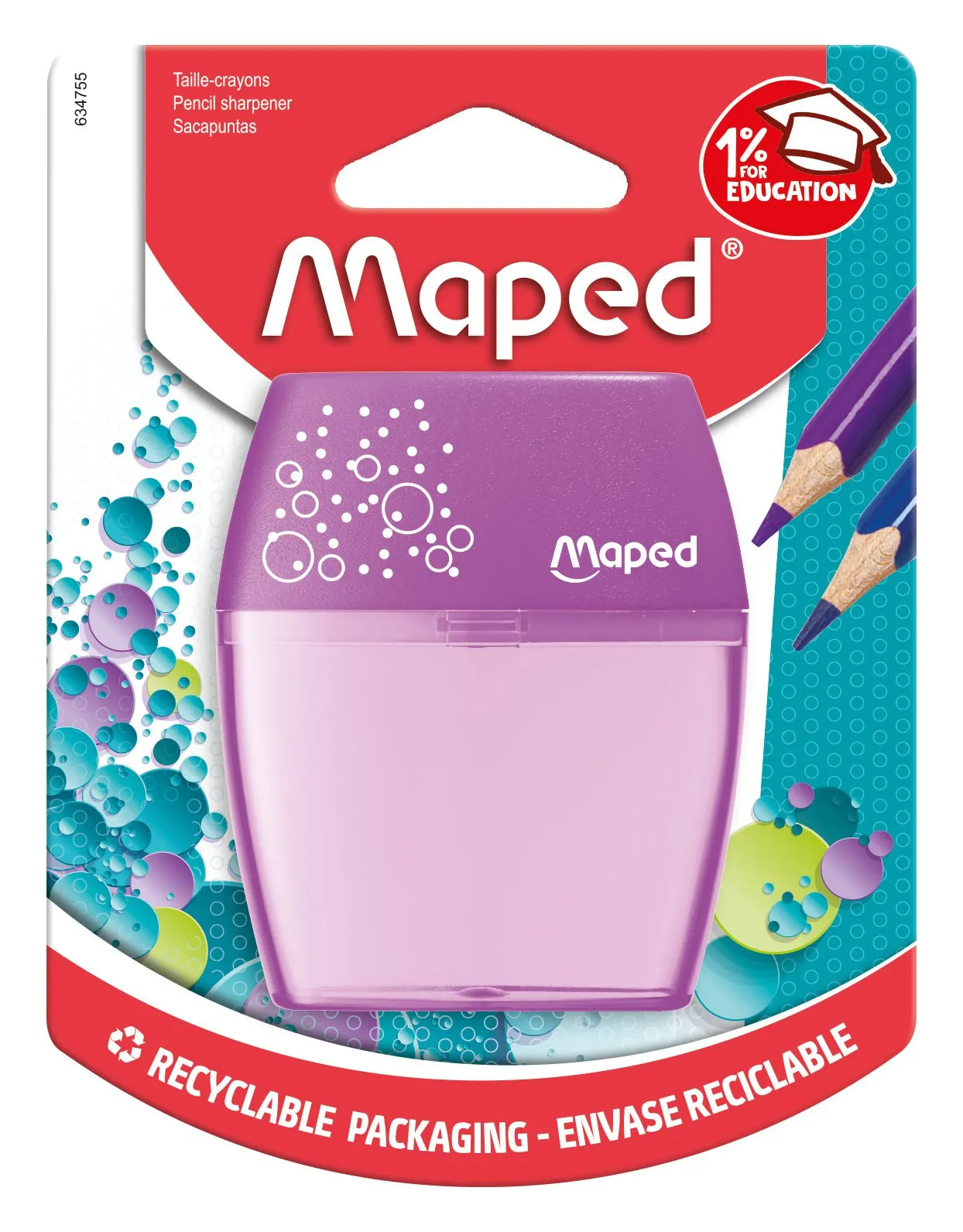 Maped 2 Hole Pencil Sharpener Tub (Assorted Colours)